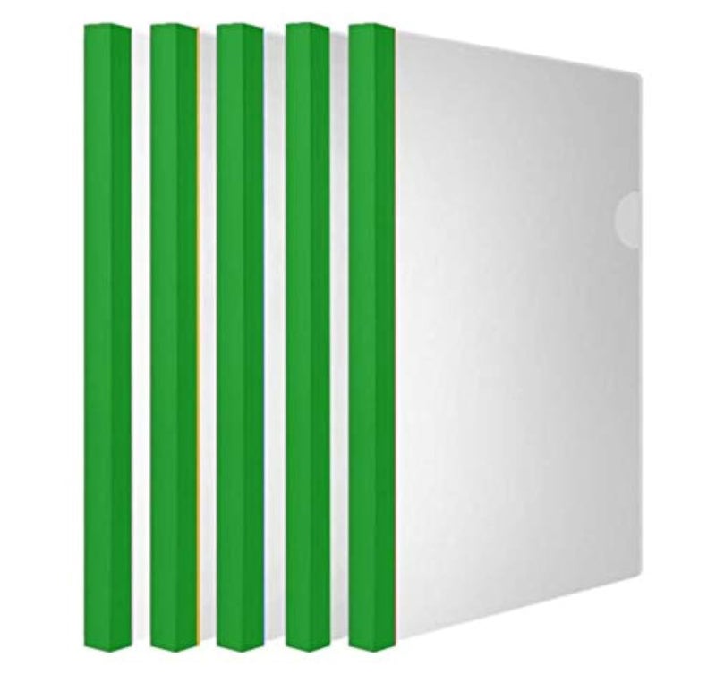 AKAHA Clear Report Covers with Solid Color 14mm Sliding Bar (18C, 100-sheet Capacity), Transparent Resume Presentation File Folders Organizer Binder, for Letter/A4 Size Paper, 10 Pcs, Solid Green - Image 1